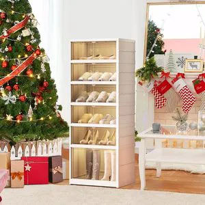 Low MOQ Foldable Clear Transparent Stackable Plastic Shoe Box Storage for Living Room Furniture Modern Design