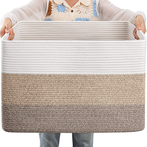 Laundry Living Room Large Large Cotton Rope Basket Brown Kids Nursery Storage Basket Laundry Basket With Handle