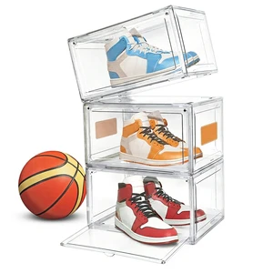 DAYOOH Drop Shipping Hot Pack Set Stackable Shoe Storage Box Crates Plastic Clear Sneaker Box for Shoes Display Shoe Case