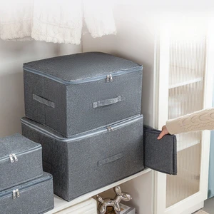 Large Capacity Foldable Clothing Cationic Zipper Storage Box Home Wardrobe Organizing Storage Box