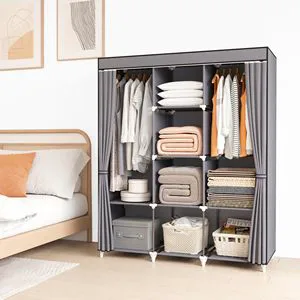 Home Clothes Storage Cloth Wardrobe Foldable Plastic Bracket And Fabric Cover Cloth Wardrobes