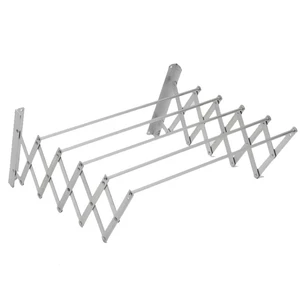 Bathroom Retractable Folding Bath Towel Holder 5-Pole Push-Pull Wall Mounted Aluminum Alloy Clothes Hanger Drying Rack