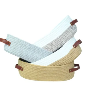 Cotton Rope Woven Storage Basket Desktop Organizer With Handles Nordic Fabric Container Home Office Kitchen Bathroom