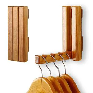 Wooden Clothes Drying Rack Wall Mounted,Foldaway Clothes Rail,Multifunctional Organizer for Laundry Room,Hanging Decor