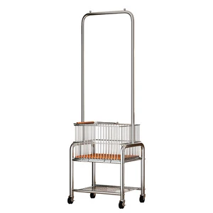 Home Floor-standing Metal Coat Rack Light Luxury Stainless Steel Small Trolley Storage Rack