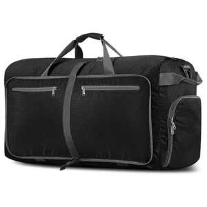 Foldable Travel Duffle Bag With Shoe Compartment Zipper Closure Lightweight Portable Nylon Weekender For Gym Or Camping