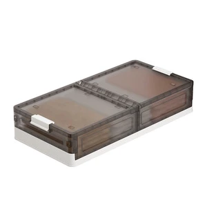 Modern Foldable Plastic Under-Bed Storage Box Transparent Multi-Use Design Clothing Shoes Makeup Toys Office Organization PP