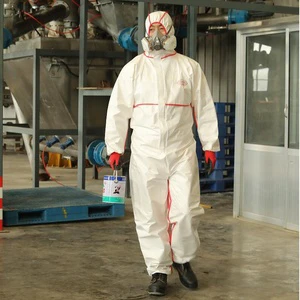 Factory Type 5 6 Dust Proof Disposable White Hooded Coveralls Protection Suit Disposable Overalls