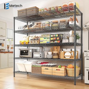 Heavy Duty 5-Tier Metal Wire Shelving Commercially Adjustable Pantry Storage Rack For Home And Food Storage Garage Shelving