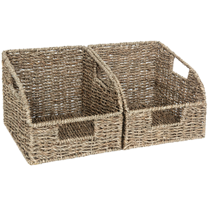 Woven Storage Baskets Rectangle Rustic Handmade Wicker Living Room Neatening Organizers Standing Type Single Tier