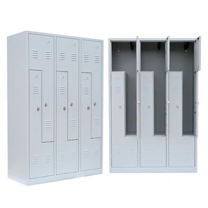 Storage Dorm School Gym L Shape Z Steel Locker 6 Doors Key Lock Rust Resistant