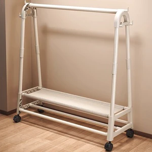 Simple Floor-Standing Carbon Steel Coat Rack for Bedroom & Balcony Clothes Drying and Storage Movable