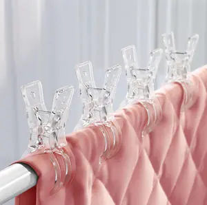 Large Windproof Clip Multifunctional Transparent Plastic Clothes Clip Pegs Windproof and Big Size for Home Laundry Drying