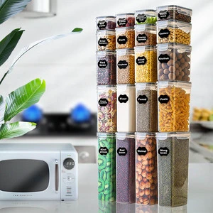 Hot Selling 24 Pack Ideal Kitchen Pantry Organization Plastic Storage Boxes Canisters Airtight Food Storage Container Set