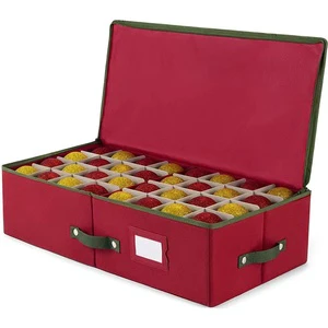 600D Oxford Fabric Foldable Under Bed Storage for 120 Christmas Ornaments with Dividers Functional Home Organization Design