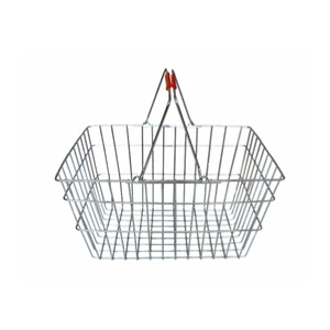 20L Wire Mesh Double Handle Metal Basket Supermarket Shopping Basket Grocery Storage Basket