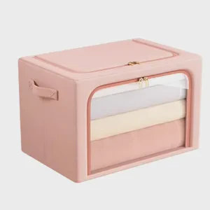 Rectangle Foldable Fabric Clothes Storage Box with Zipper Large Capacity for Home Wardrobe Organization