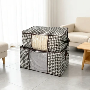 75L Portable Bedding Closet Organizer Bag With Zipper Extra Large Storage With Window For Jackets Pants&Home Textiles