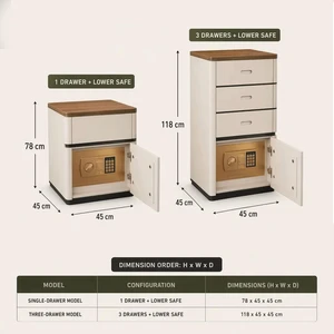 Single Drawer Or 3 Drawer Bedside Cabinet Safe With Hidden Storage Compartment, Thickened Lock Bolts And Custom Size