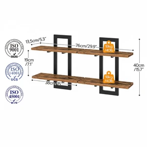 15-Inch Wall-Mounted Floating Shelves Set of 2 2-Tier Storage Rack for Kitchen Bedroom & Living Room Decor & Organization