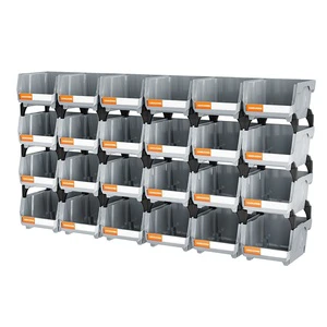 LEADLOONG V1 Gray Storage Parts Bin 24pcs 13.5x10.5x7.6cm/5x4*3inch Hardware Tool Box for Garage Storage