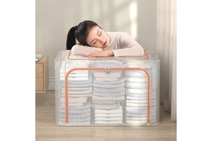 Clear Waterproof PVC Material Storage Bins Foldable Organization Bags With Clear Window for Bedding Blankets Clothing