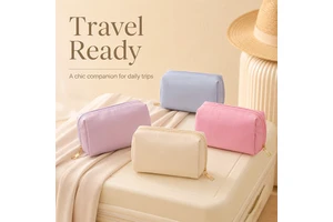 HANFEIZI Wholesale PU Leather Hand-held Cosmetic Bag Portable Travel Storage Lipstick Makeup Bag for Women
