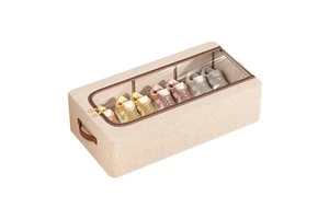 High Quality Fabric Shoe Storage Boxes Sustainable Waterproof Foldable Thickened Iron Frame Transparent Household Shoes Storage