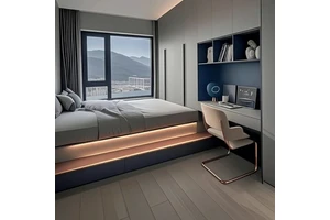 Space-saving Children's Half Stair Bed With Wall Wardrobe And High Combination Bed Log Tatami Bed Cabinet For Bedroom