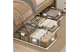 Foldable Flat PP Under-Bed Storage Box Household Bed End Clothes Quilt Dust-Proof Multifunctional Organizer