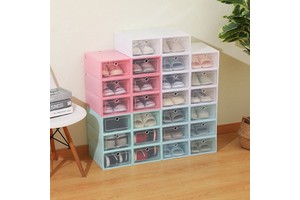 Transparent Eco-Friendly Plastic Shoe Rack Dustproof Drawer-Type Household Foldable Shoe Storage Box Shoe Cabinet