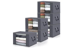 6 Pack Clothes Storage Containers Closet Organizer Big Thick Fabric Storage Bag Clothes Storage Bag