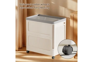 Collapsible Oversized Clothing Storage Bin With Locking Flip Lid And Rolling Wheels Space Saving Organizer