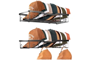 JANKO Double Tiers a Set Wall Mounted Metal Storage Rack for Baseball Caps and Hats