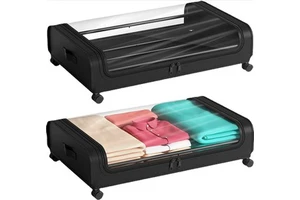 Under Bed Storage Containers With Wheels Foldable Bedroom Storage Organization With Handles