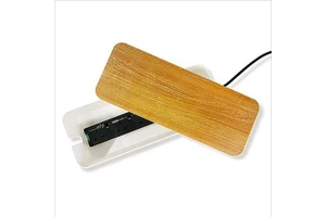 Plastic Cable Management Box with Solid Wood Lid White Black Cord Storage Organizer Desktop Cord Power Plate Hider