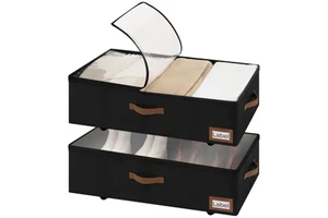 Under Bed Storage with Wheels, Underbed Storage Containers with Lid, 90L Clothes Organizer for Blankets