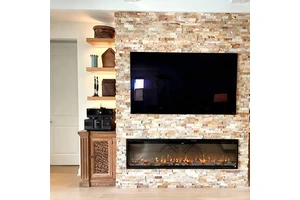 Modern Natural Wood Wall Mounted Storage Organizer TV Shelves for Living Room 80cm Display Shelves with LED Light for Entryway