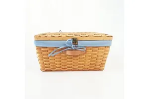 Wicker Braid Storage Basket with PE & Polyester Fabric Multifunction Design for Clothing Bathroom Picnic Use (Customized Color)