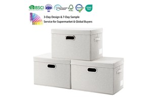 Large Collapsible Storage Container With Lid Fabric Foldable Storage Box Organiser Container Basket Cube With Lid For Home