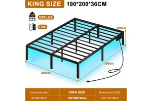 Wholesale Portable Foldable Storage Bed Frame LED Lights-Adjustable Luxury Sturdy Design For Apartment Hotel School Use (Steel)