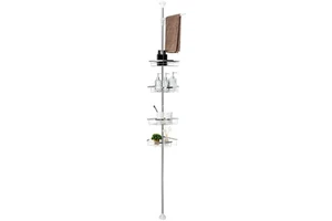 Wall Mounted Shelf Rack No Drill Stainless Steel Metal Telescopic Bathroom Storage Organizer