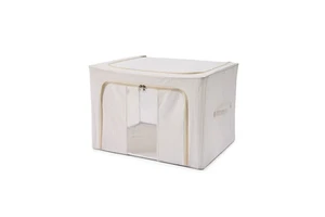 Clothes Storage Bin Bags Fabric Foldable Stackable Container Organizer Set with Clear Window & Carry Handles