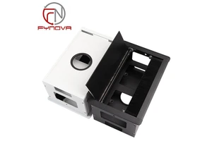 White 135mm Flip Cover Cable Grommet Box Soft Closing 2x86mm Socket Holes Desk Wire Organizer for Office Table Furniture