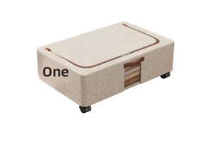 Under-Bed Storage Box Wheels Foldable Waterproof Large Capacity Tianshan Cotton Linen Chinese Style Removable Dustproof