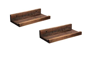 Set of 2 Single-layer Wall-mounted Living Room Storage Rack Floating Wall Shelf Wooden Wall-mounted Picture Shelves Wood Display