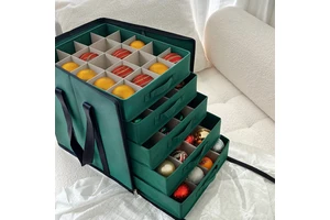 Wholesale Durable Christmas Ornament Storage Boxes with Dividers and Bag Handles for Holiday Ornament Holder