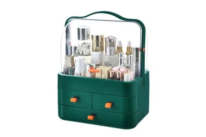 Large Capacity Makeup Organizer for Vanity Dresser Skincare Beauty Display Case Clear Lid Cosmetic Storage Box with Drawers