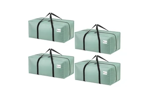Heavy Duty Eco-Friendly Multifunction Waterproof Clothes Storage Bags with Zips for Moving Camping & Travel-Light Blue