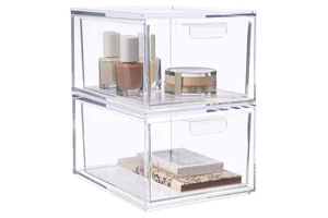 Multi-purpose Clear Acrylic Makeup Storage Box Sets Stackable Plastic Storage Drawers Cosmetics Organizer Storage Box